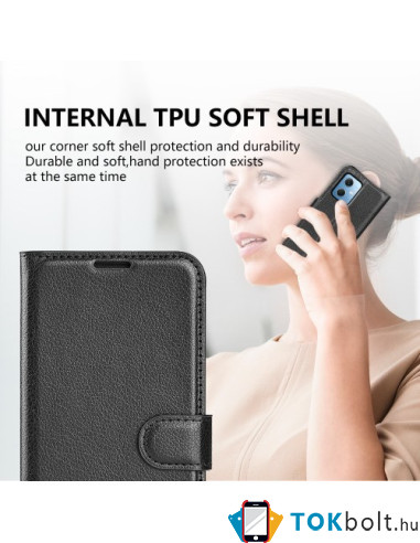 Oldalra nyíló tok Xiaomi Redmi Note 12 / Poco X5 telefonhoz - FEKETE