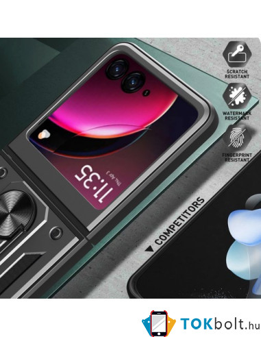 Kemény műanyag és rugalmas TPU hibrid tok Motorola Razr 40 Ultra telefonhoz - FEKETE