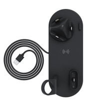 UD15 3 az 1-ben forhatható töltőállvány Type-C, MicroUSB, Lightning kimenettel telefonhoz, AirPodhoz, Apple Watchhoz - FEKETE