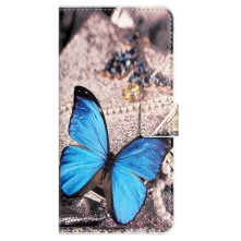 Oldalra nyíló mintás telefontok Samsung Galaxy S23 FE telefonhoz - KÉK PILLANGÓ