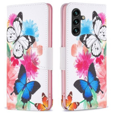 Oldalra nyíló mintás telefontok Samsung Galaxy A05s telefonhoz - PILLANGÓK