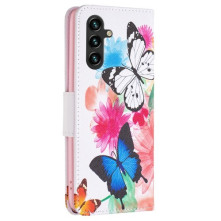 Oldalra nyíló mintás telefontok Samsung Galaxy A05s telefonhoz - PILLANGÓK