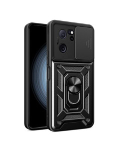 Kemény műanyag és rugalmas TPU hibrid tok Xiaomi 13T / 13T Pro telefonhoz - FEKETE