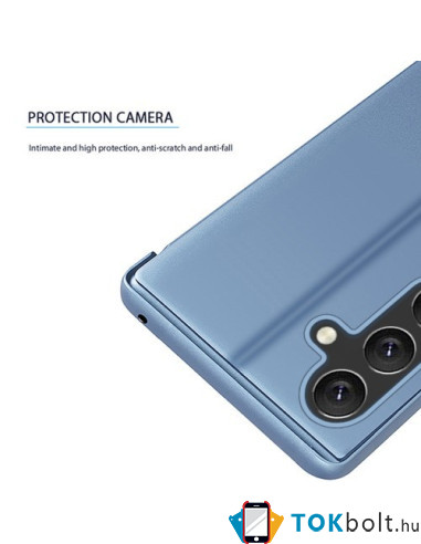 Flip telefontok átlátszó előlappal Samsung Galaxy A05s készülékhez - KÉK