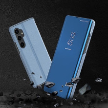Flip telefontok átlátszó előlappal Samsung Galaxy S23 FE készülékhez - FEKETE