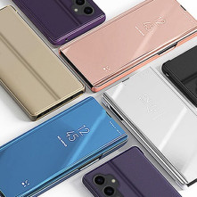 Flip telefontok átlátszó előlappal Samsung Galaxy S23 FE készülékhez - FEKETE
