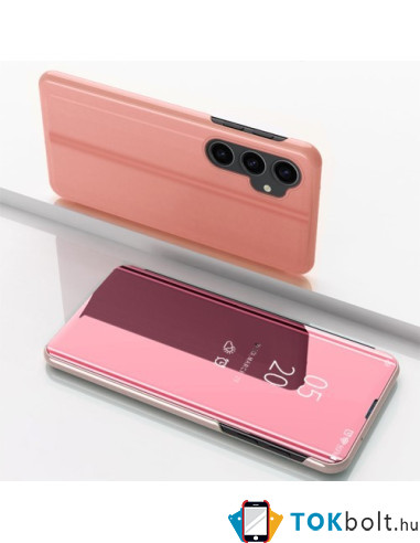 Flip telefontok átlátszó előlappal Samsung Galaxy S23 FE készülékhez - RÓZSAARANY
