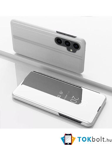 Flip telefontok átlátszó előlappal Samsung Galaxy S23 FE készülékhez - EZÜST
