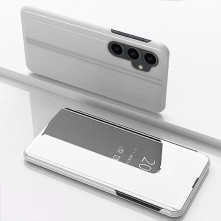 Flip telefontok átlátszó előlappal Samsung Galaxy S23 FE készülékhez - EZÜST