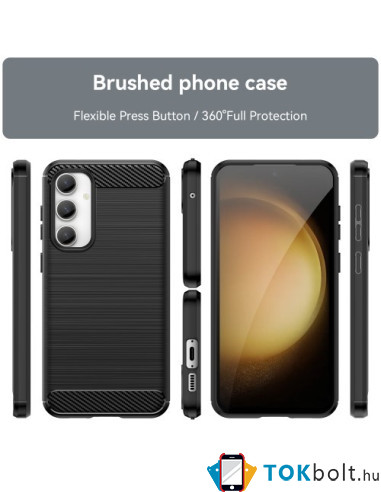 Samsung Galaxy S23 FE karbon mintás tok - FEKETE