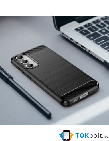 Samsung Galaxy S23 FE karbon mintás tok - FEKETE