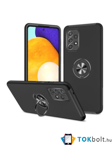 Kemény műanyag és rugalmas TPU hibrid tok Samsung Galaxy A52 4G/5G / A52s 5G telefonhoz - FEKETE
