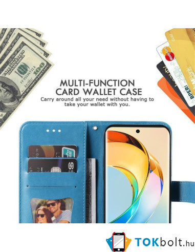 Oldalra nyíló tok Honor Magic6 Lite telefonhoz - KÉK