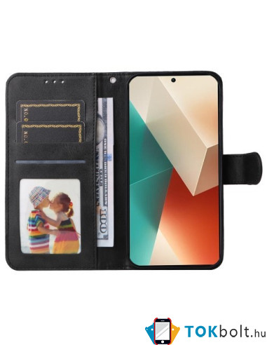 Oldalra nyíló tok Xiaomi Redmi Note 13 telefonhoz - FEKETE