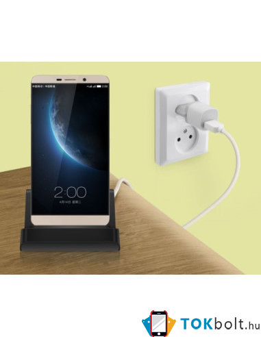 USB Type-C töltő dokkoló asztali töltőállvány - FEKETE