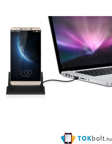 USB Type-C töltő dokkoló asztali töltőállvány - FEKETE