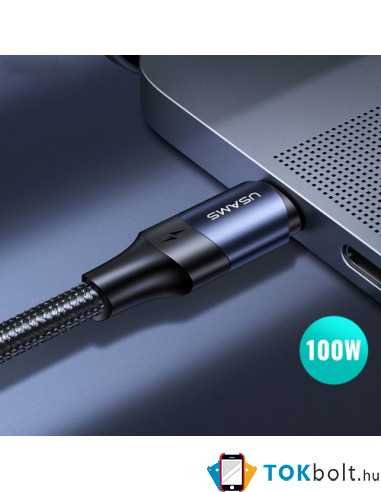 USAMS US-SJ525 U71 Type-C töltő adatkábel 100W PD gyorstöltés - 2m - FEKETE