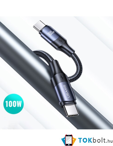 USAMS US-SJ525 U71 Type-C töltő adatkábel 100W PD gyorstöltés - 2m - FEKETE