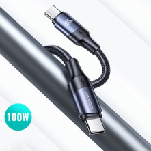 USAMS US-SJ525 U71 Type-C töltő adatkábel 100W PD gyorstöltés - 2m - FEKETE