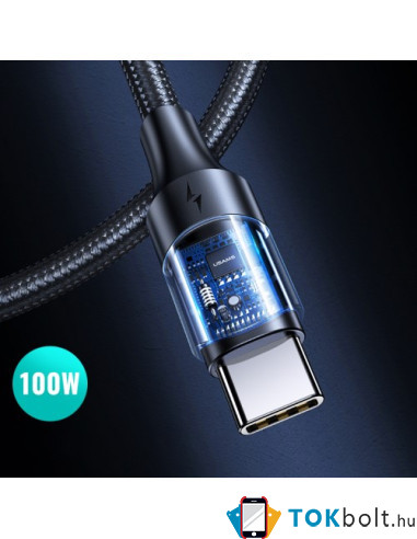 USAMS US-SJ525 U71 Type-C töltő adatkábel 100W PD gyorstöltés - 2m - FEKETE