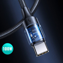 USAMS US-SJ525 U71 Type-C töltő adatkábel 100W PD gyorstöltés - 2m - FEKETE