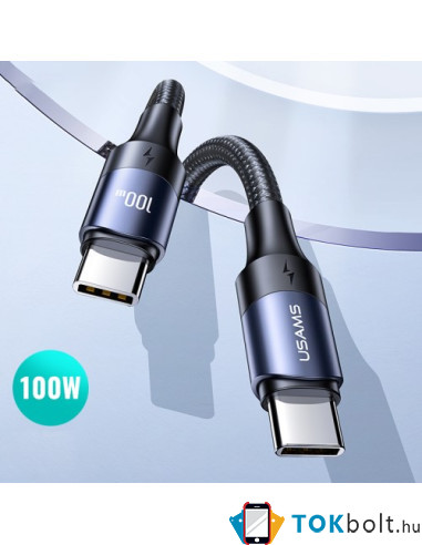 USAMS US-SJ525 U71 Type-C töltő adatkábel 100W PD gyorstöltés - 2m - FEKETE