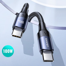 USAMS US-SJ525 U71 Type-C töltő adatkábel 100W PD gyorstöltés - 2m - FEKETE