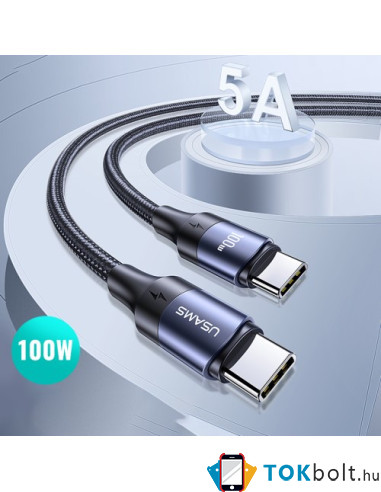 USAMS US-SJ525 U71 Type-C töltő adatkábel 100W PD gyorstöltés - 2m - FEKETE