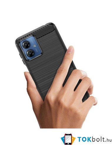 Motorola Moto G14 karbon mintás tok - FEKETE