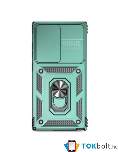 Kemény műanyag és rugalmas TPU hibrid tok Samsung Galaxy S24 Ultra telefonhoz - ZÖLD