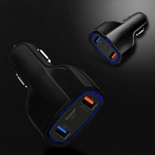 Wozinsky autós töltő USB x2 és USB-C - WCC-01 - FEKETE