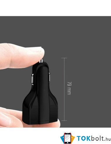 Wozinsky autós töltő USB x2 és USB-C - WCC-01 - FEKETE