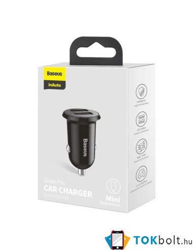 Baseus Grain Pro autós töltő 2x USB 4.8 A - CCALLP-01 - FEKETE
