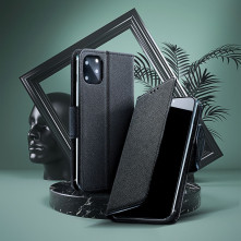 FANCY BOOK oldalra nyíló tok Samsung Galaxy A55 telefonhoz - FEKETE