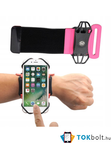Karra csatolható levehető gyűrűs pántos telefontartó futáshoz, sportoláshoz - 4-6 inch - PINK