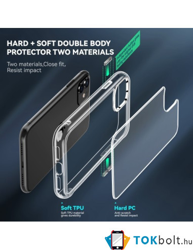 Rugalmas TPU tok Apple iPhone 11 készülékhez - ÁTTETSZŐ