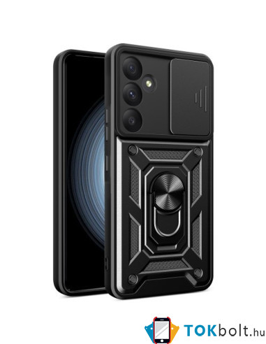 Kemény műanyag és rugalmas TPU hibrid tok Samsung Galaxy A55 telefonhoz - FEKETE