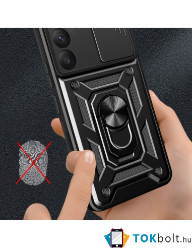 Kemény műanyag és rugalmas TPU hibrid tok Samsung Galaxy A55 telefonhoz - FEKETE