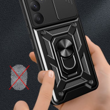 Kemény műanyag és rugalmas TPU hibrid tok Samsung Galaxy A55 telefonhoz - FEKETE