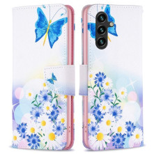 Oldalra nyíló mintás telefontok Samsung Galaxy A15 / A15 5G telefonhoz - PILLANGÓK ÉS VIRÁGOK