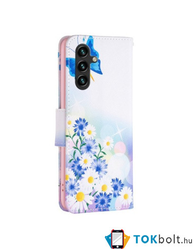 Oldalra nyíló mintás telefontok Samsung Galaxy A15 / A15 5G telefonhoz - PILLANGÓK ÉS VIRÁGOK