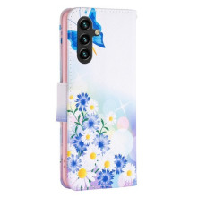 Oldalra nyíló mintás telefontok Samsung Galaxy A15 / A15 5G telefonhoz - PILLANGÓK ÉS VIRÁGOK