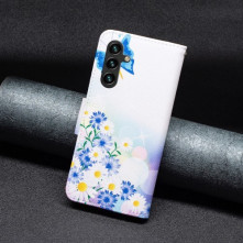Oldalra nyíló mintás telefontok Samsung Galaxy A15 / A15 5G telefonhoz - PILLANGÓK ÉS VIRÁGOK