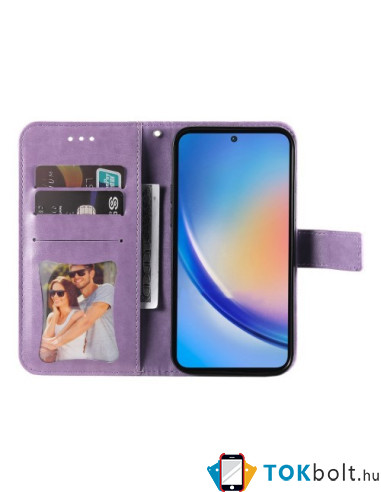 Dombornyomott  mintás notesztok Samsung Galaxy A35 telefonhoz - LILA