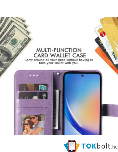 Dombornyomott  mintás notesztok Samsung Galaxy A35 telefonhoz - LILA