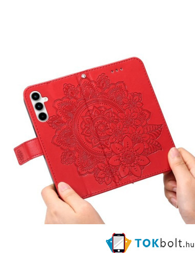 Dombornyomott  mintás notesztok Samsung Galaxy A35 telefonhoz - PIROS