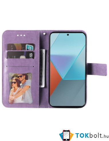 Dombornyomott  mintás notesztok Xiaomi Redmi Note 13 Pro telefonhoz - LILA