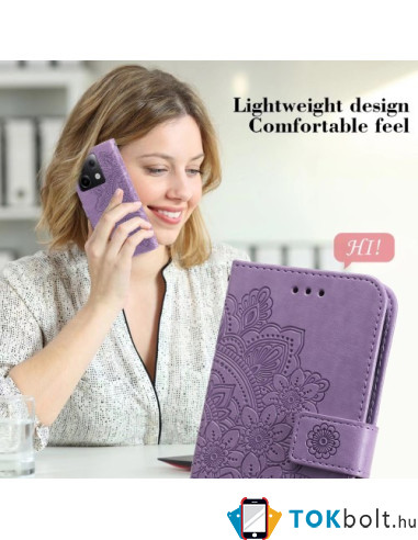 Dombornyomott  mintás notesztok Xiaomi Redmi Note 13 Pro telefonhoz - LILA