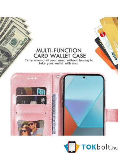 Dombornyomott  mintás notesztok Xiaomi Redmi Note 13 Pro telefonhoz - RÓZSAARANY