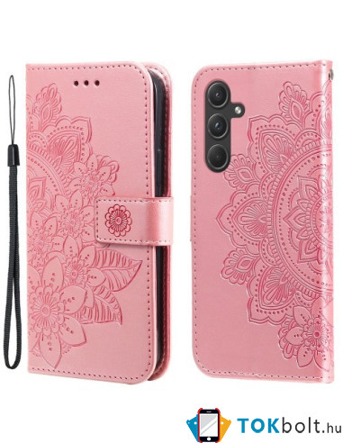 Dombornyomott  mintás notesztok Samsung Galaxy A55 telefonhoz - RÓZSAARANY
